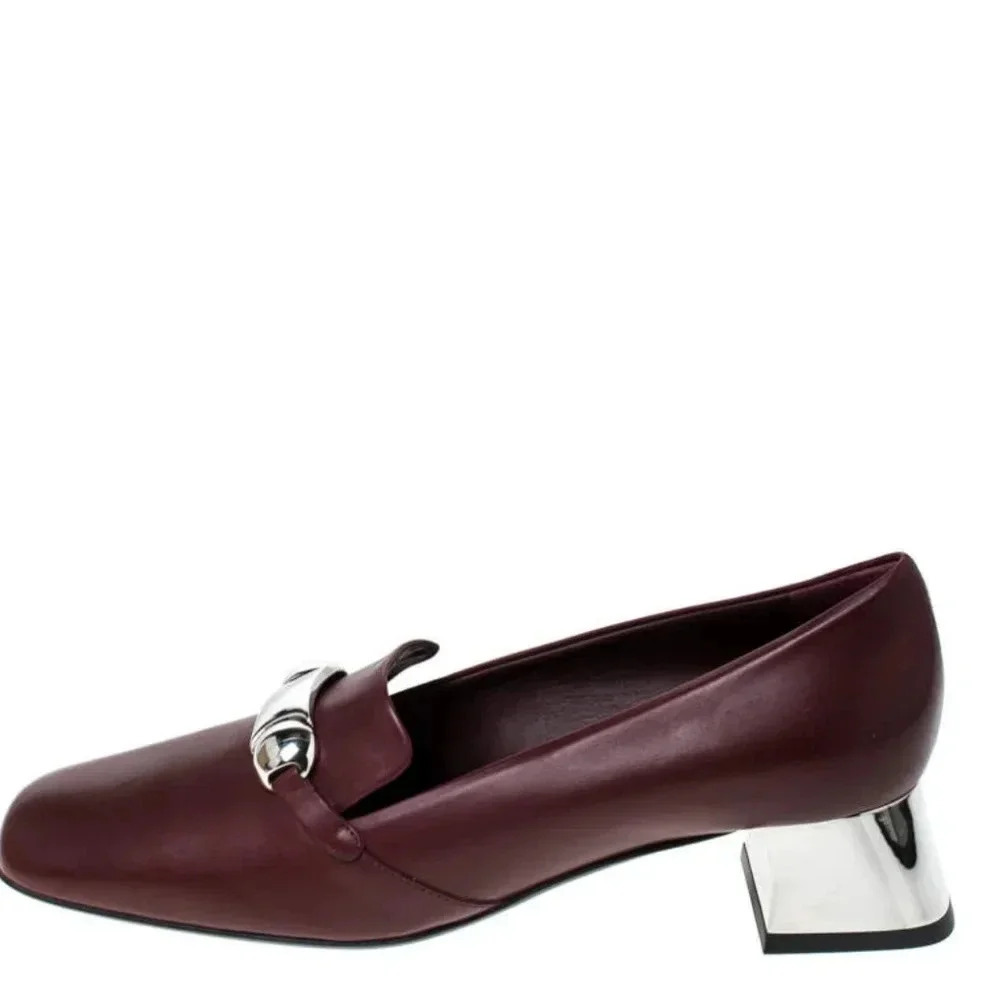 Burberry London Amika Embellished Leather Heels Burgundy Red Size 38 7.5 8